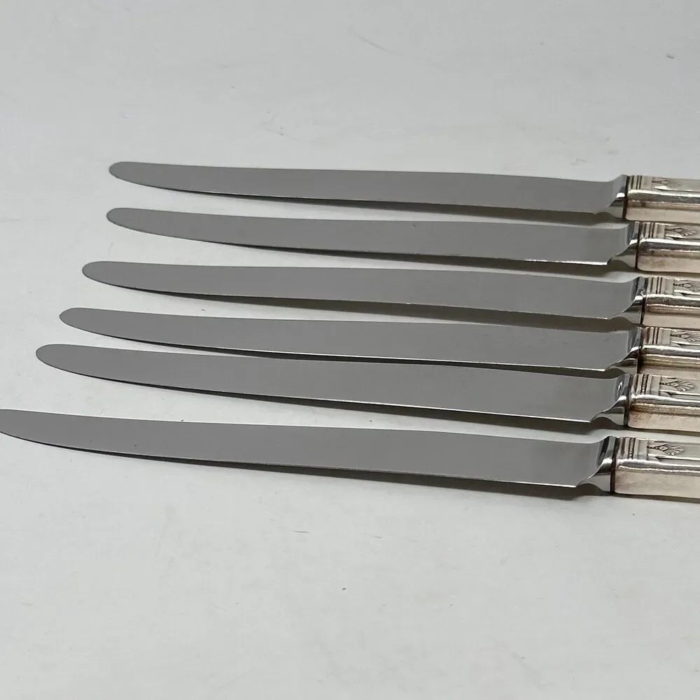 1847 Rogers Bros First Love Silverplate Dinner Knives Hollow Handle Set of 6